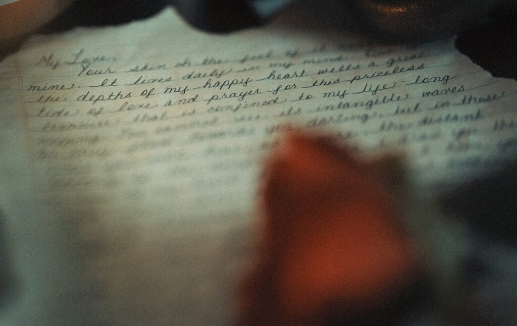 A close up of a piece of paper with writing on it