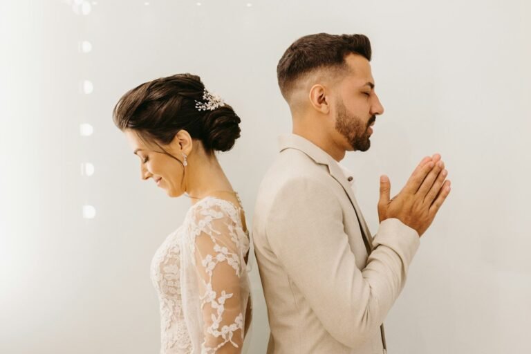 a man and woman standing next to each other
